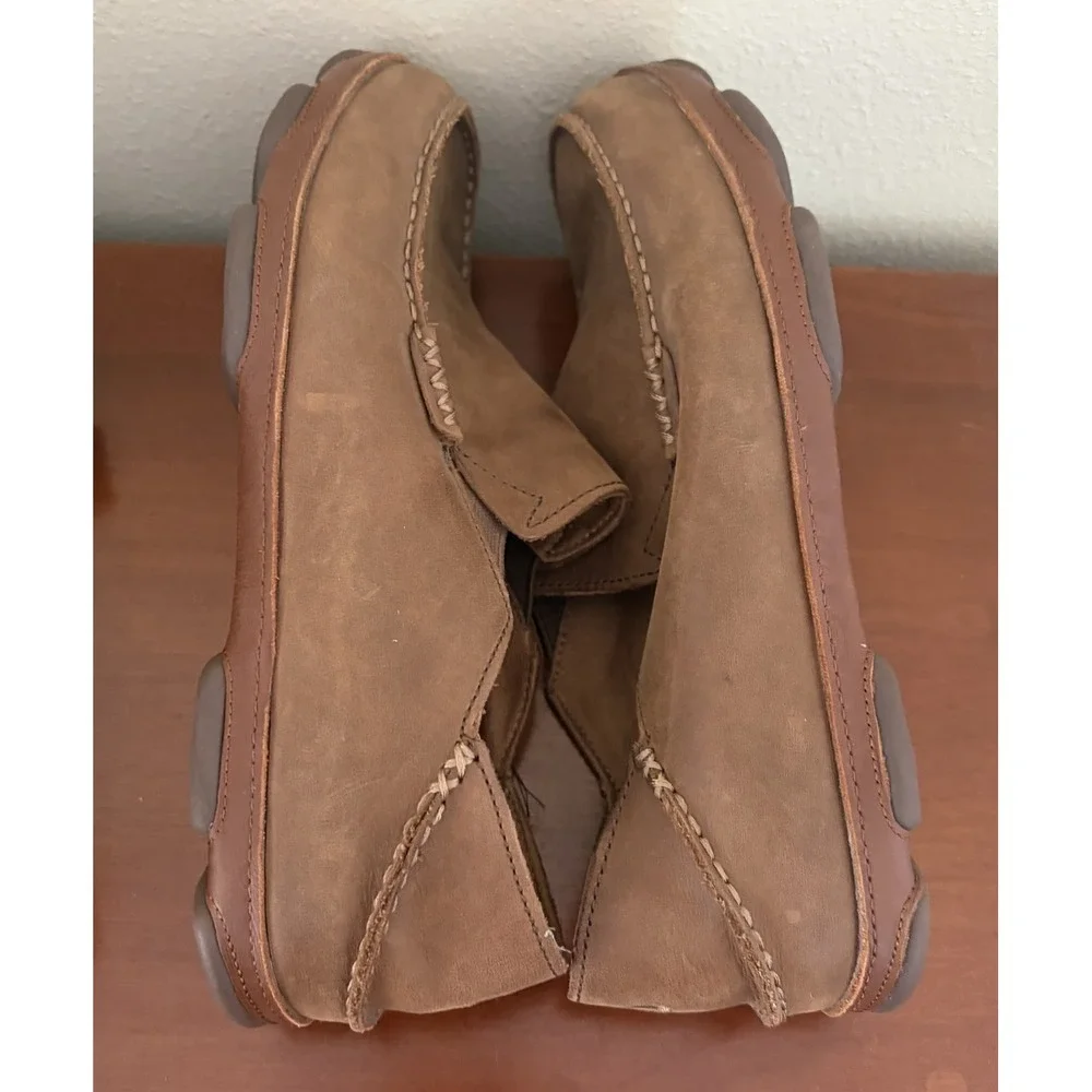 Olukai Moloa Slip On Men 9.5 Brown Leather Casual Loafer 10128-2733 Outdoor